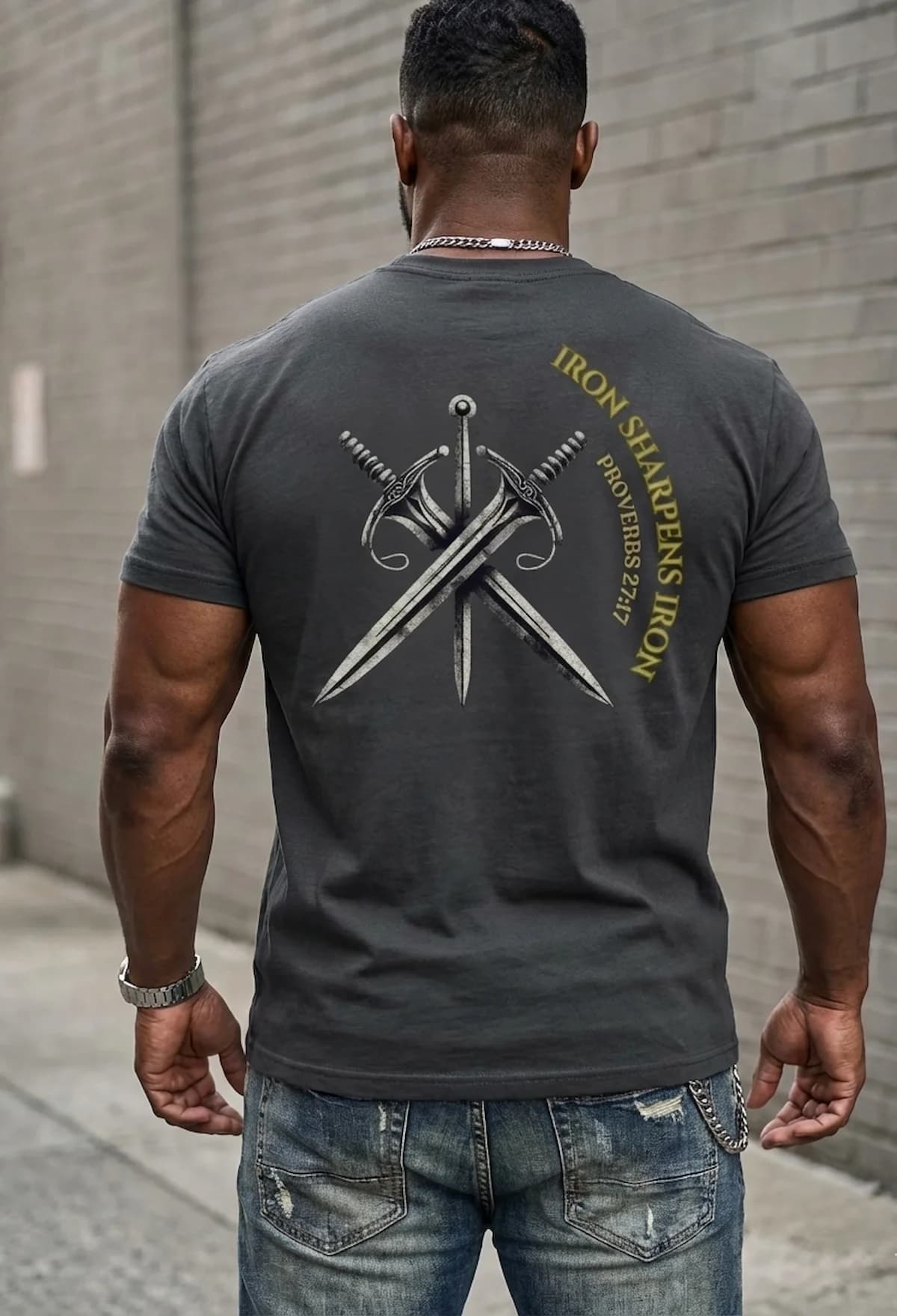 Iron Sharpens Iron T-Shirt Back Print - Proverbs 27:17