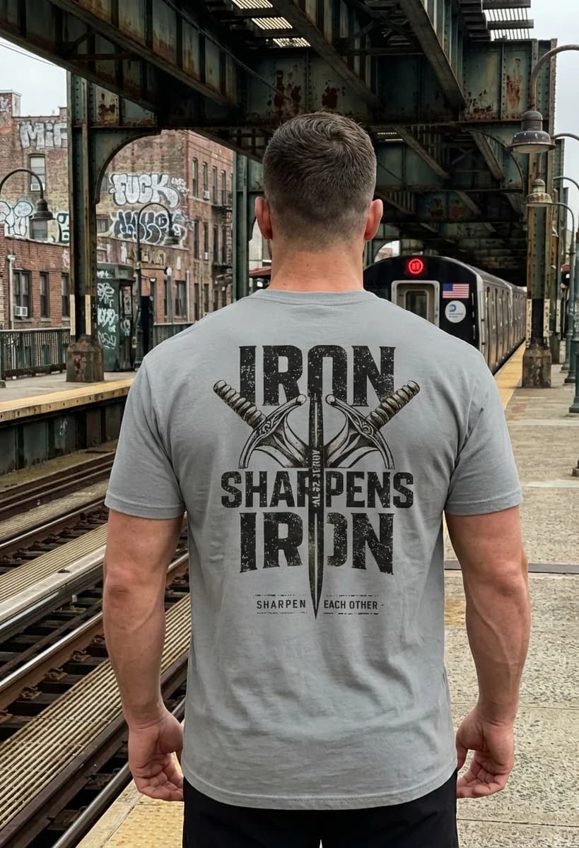 Iron Sharpens Iron Blade Edition Tee - Grey Back Print