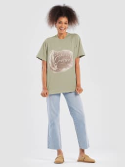 Close up of She Is Covered T-Shirt design - Watercolor feather and clouds Psalm 91:4